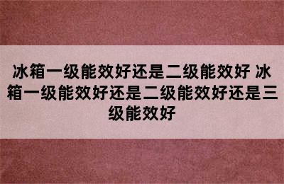 冰箱一级能效好还是二级能效好 冰箱一级能效好还是二级能效好还是三级能效好